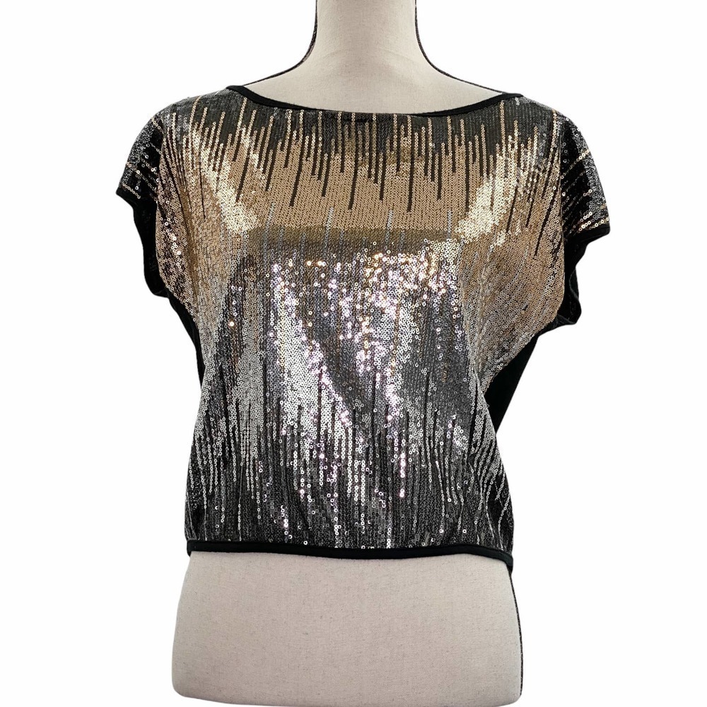 LOVE Culture Black Silver Embellished Blouse